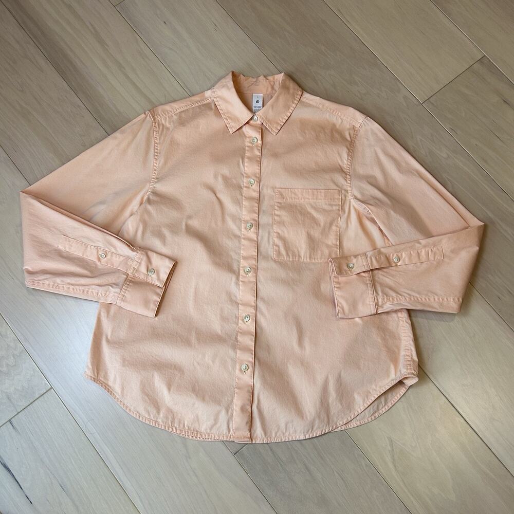 Lululemon Relaxed-Fit Poplin Button Up Shirt Peach Bellini Women’s Small